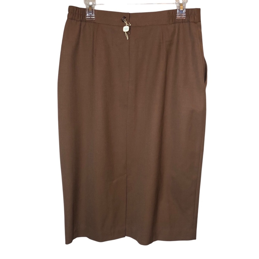 NEW Vintage Chocolate Brown Wool Midi Skirt Size 14 Old Money Academia Old Stock